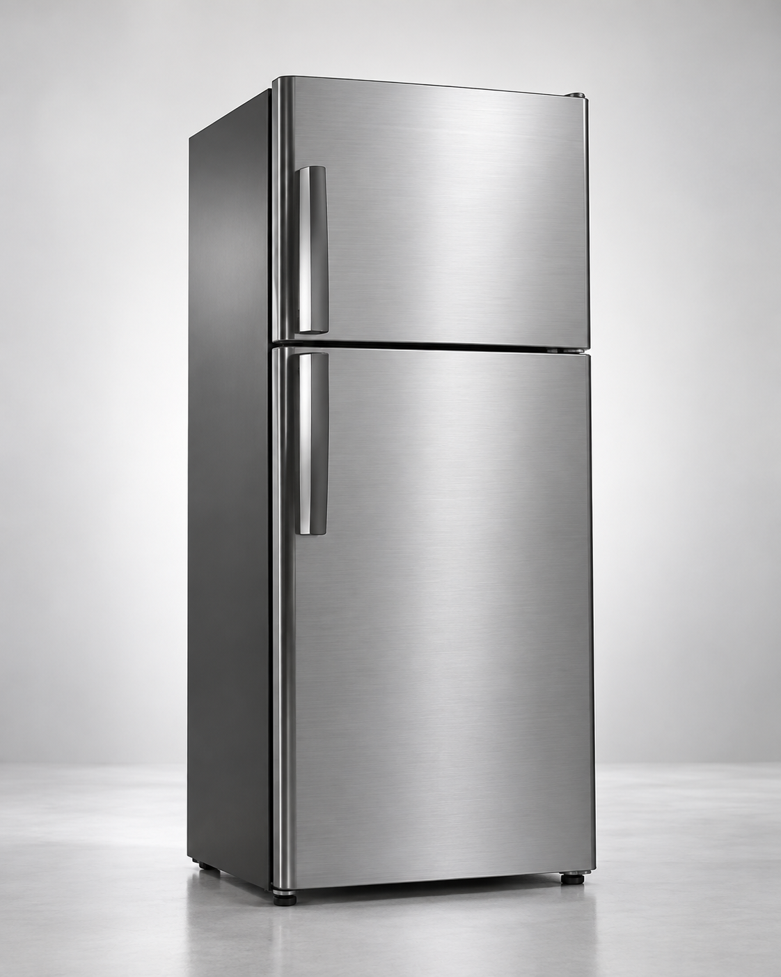 Fotografía de producto — refrigerador de acero inoxidable