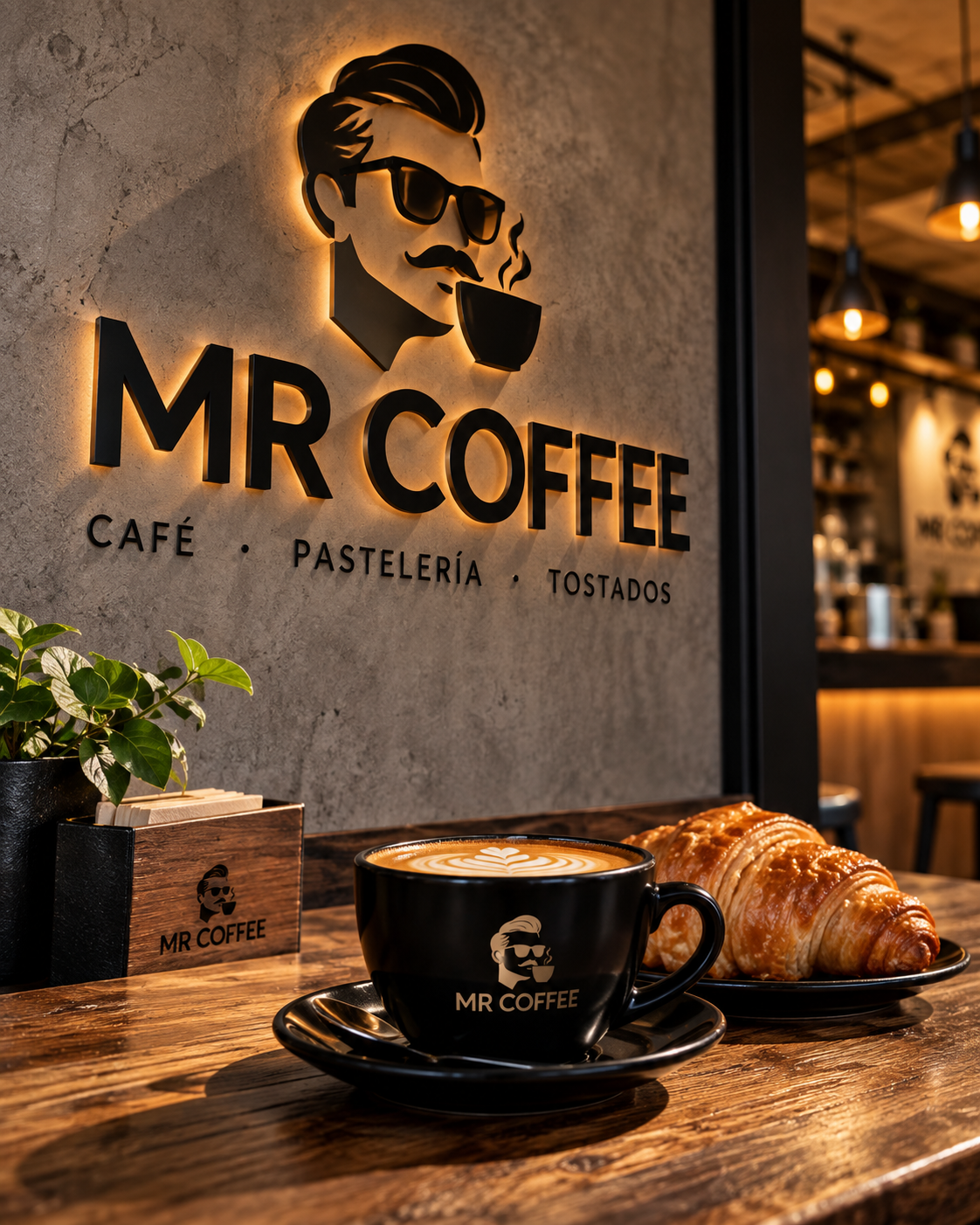 MR COFFEE — aplicación de identidad en cafetería